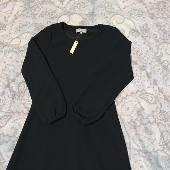 NWT Madewell Texture & Thread Crepe Black Long Sleeve Midi Dress Stretch Size M - Picture 2 of 8